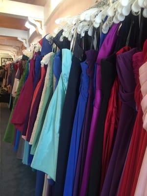 A very large selection of bridesmaid dresses AND wedding dresses (on the other side of the store)!