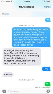 See my communication with Jose. Reference my reviews also see dates.