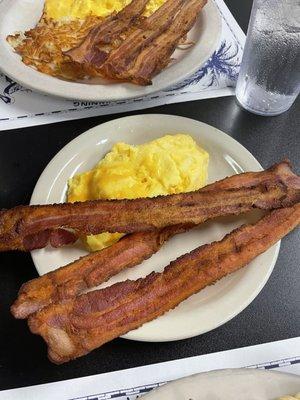 Bacon and soft scrambled with cheese