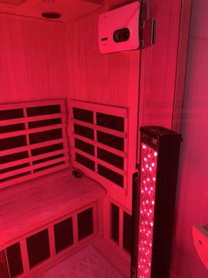 The red light in the salt sauna