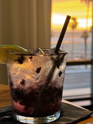 Blackberry vodka and soda