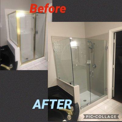 Master Shower tile and shower pan refinished making your bathroom shower "Better than New" along with a Heavy Glass shower enclosure