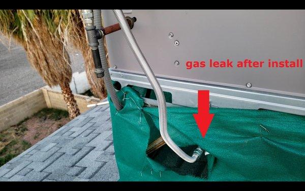 gas was leaking for 4 days after their install