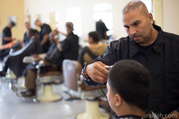 Lining up Hair - Moler Barber College