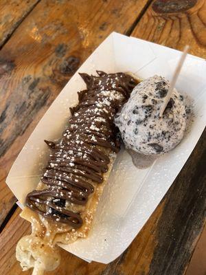 Oreo Waffle and Cookies and Cream Ice cream