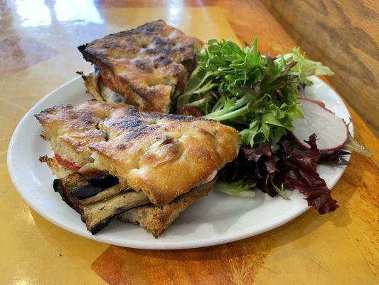 Roasted Eggplant and Caramelized Onion Sandwich