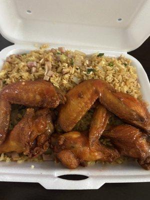 Spicy Wings (No Batter) Ham Fried Rice