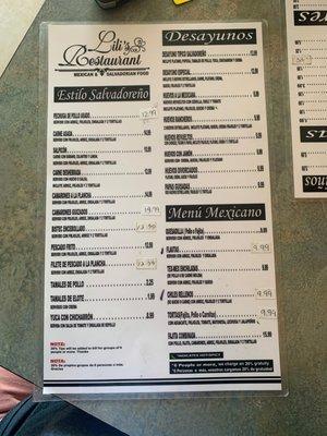 Menu front