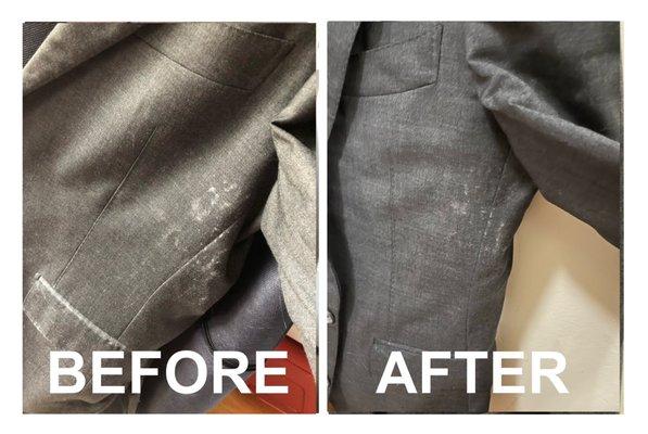 Suit before and after treatment