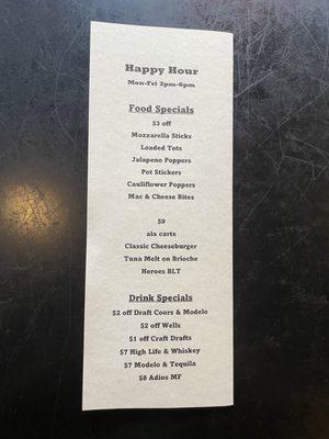 Drink and Happy Hour Menus