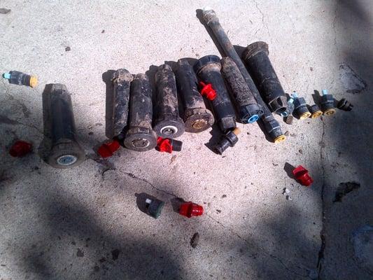 Bad sprinkler parts that needed to be replaced at one job