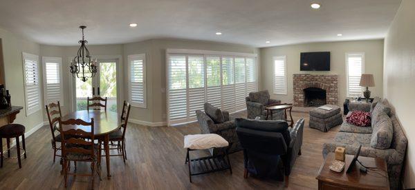 Family Room Sliding Wood shutters