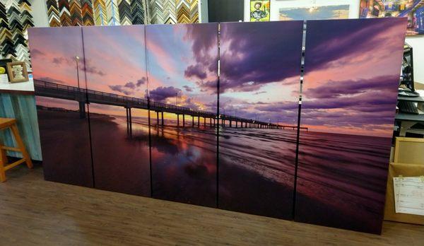 A customers image we printed in five pieces, each measured 2' x 5', making this 5' tall and 10' wide