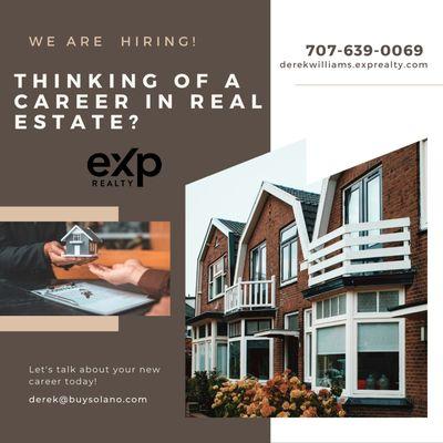 Thinking of a career in real estate? Or an experienced agent looking for a change of scenery? eXp Realty is right for you. Let's chat today.