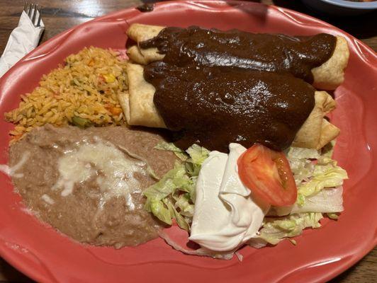 Chicken Flautas with Mole