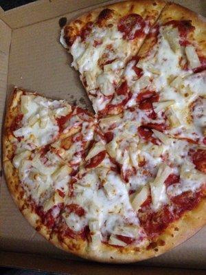 Large pineapple and pepperoni.