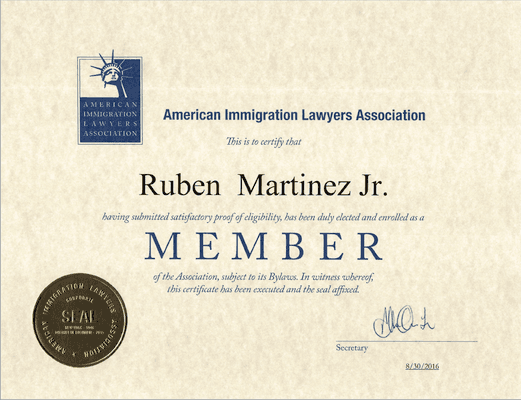 Mr. Martinez is a proud member of the American Immigration Lawyers Association (AILA).