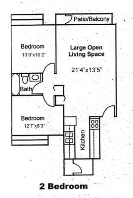 2br 1ba 1 story apartment