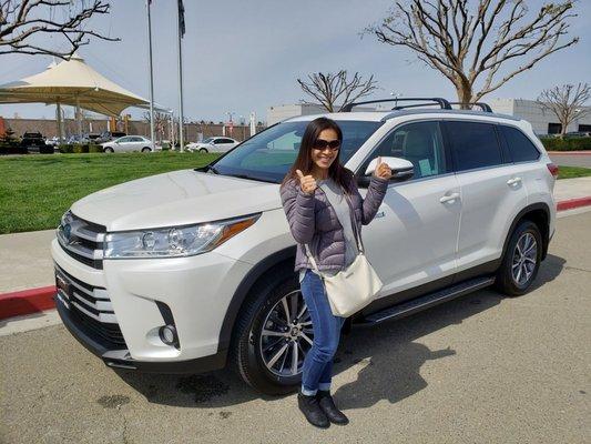 My wife taking delivery of her 2019 Highlander Hybrid XLE.