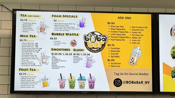 Boba menu