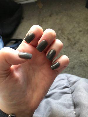 Grey dip nails