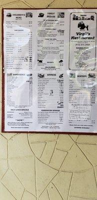 Updated menu as of 4-23-2022