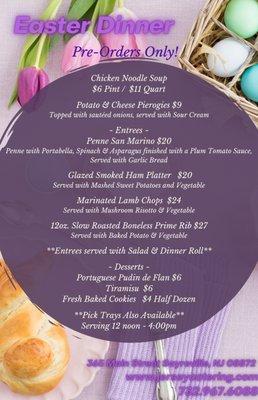 Place your Easter Dinner Order now!!!