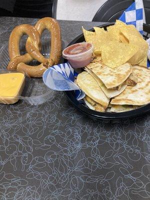 Pretzel and Quesadillas