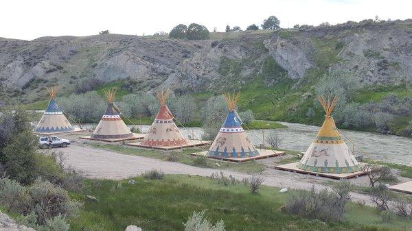 Wyoming Trout Ranch Tipis (Teepees) during the day