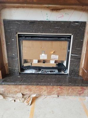 Stone fixture replaced for fireplace