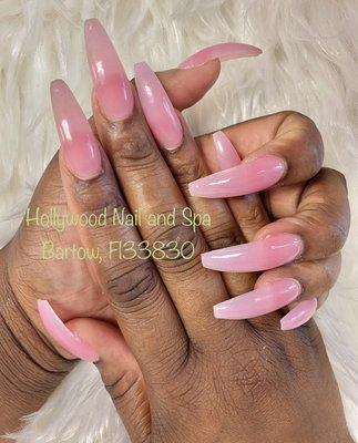 Pink powder nails