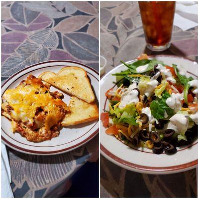 Lasagna special, with salad. Taste great and the size of piece was big. Good job to the cook.