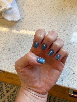 Gel mani with design by Mimi.