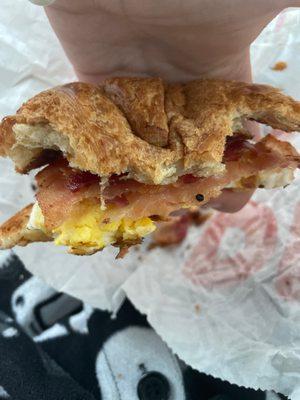 bacon egg and cheese Croissant from dunkin