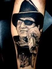 "The Duke" (Leg Tattoo) Work done by Tommy Rabid