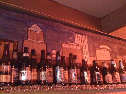 Portland mural and beer bottles - they go together.