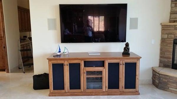 New Construction Job - In-wall Fronts and Rear Surrounds and Center Channel in media cabinet.