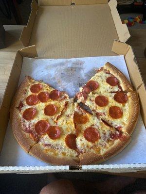 Large pepperoni pizza  . So good!