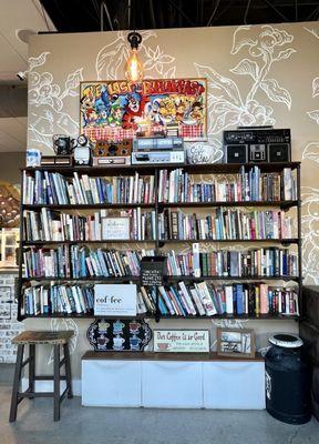 This coffee shop has a little library. Books + coffee are the way to my heart. If you see a book you like, leave a donation!