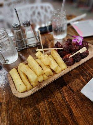 Yuca and longaniza platter. So