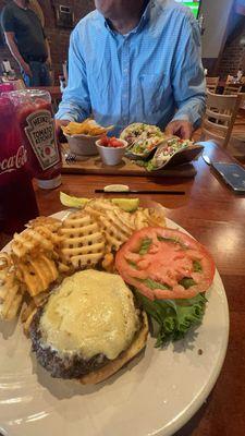 Blarney Burger with Dubliner cheese + the tuna taco special