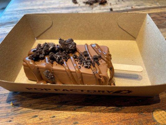 Peanut butter with milk chocolate and Nutella drizzle