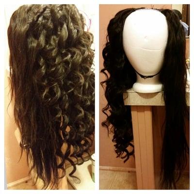 Custom U part wig Half curled