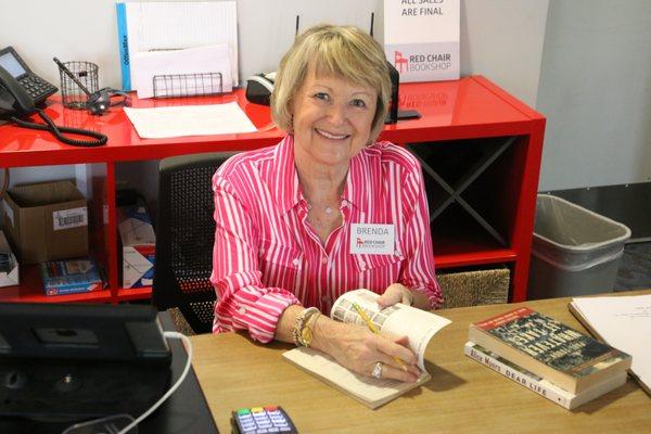 Volunteer Brenda Davenport in the bookshop.