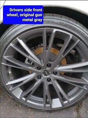 This was the original color of the Rims on my drivers side, which is gun metal gray.