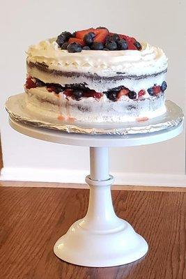 Semi Naked Cake with fruit filling and topping!