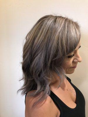 Grey and silver highlights