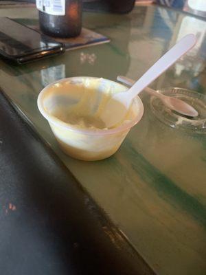 Almost completely eaten pudding shot!