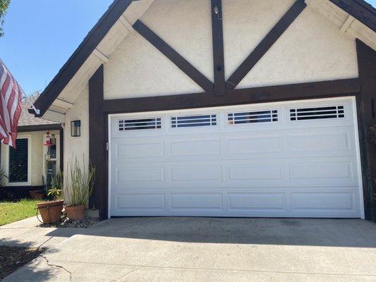 Newly installed garage door.