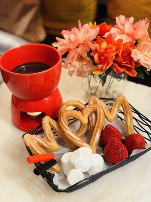 love u mom fondue | MOM + 2 heart shaped churros, strawberries, marshmallows, hot chocolate sauce
*Friday, May 10 - Sunday, May 12, 2024